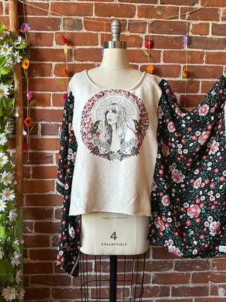 OOAK Autumn Collection- Upcycled Stevie Nicks Inspired Hi Lo Poncho Sweatshirt