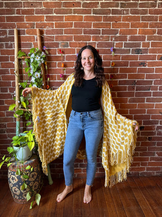Golden Sunshine Fringe Wearable Blanket Shawl