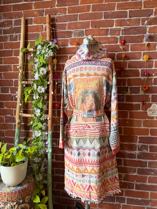 OOAK Spring Collection - Upcycled Pearl Classic Rock Inspired Rainbow Hooded Robe/Kimono