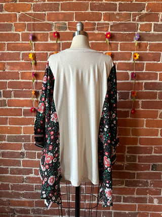 Fleetwood Mac Inspired Floral Black Poncho