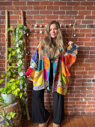 Oversized Juniper Kantha Patchwork Hoodie