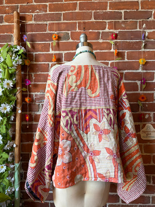 OOAK Spring Collection - Reversible Cosmic Drift Kantha Poncho Top - 2 Tops in 1