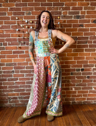 NEW SIZES! La Boheme Patchwork Wide Leg Overalls