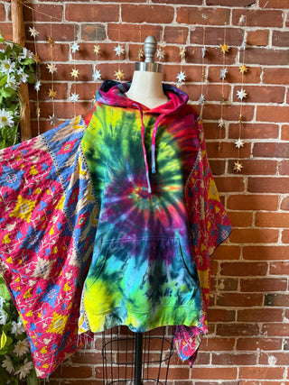 Soul Shine Maine X Mountain Girl Collab OOAK Upcycled Tie Dye Kantha Hoodie