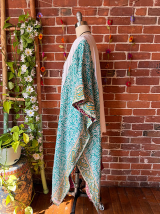 Upcycled Waylon Jennings + Willie Nelson Inspired Kantha Hi Lo Poncho Top