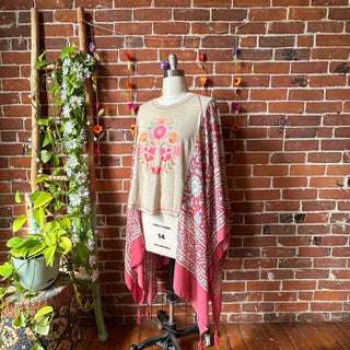 OOAK Autumn Collection - Harden Flowers Boho Hi Lo Poncho Top