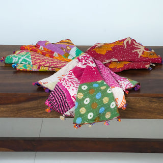 Mystery Recycled Kantha Round Table Cover 25"