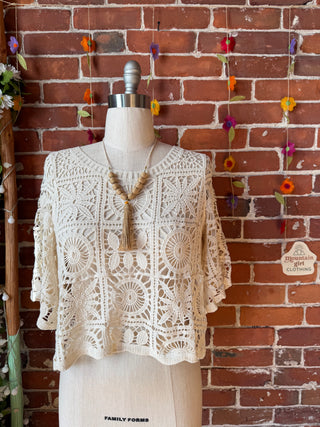 Boho Crochet Overlay Top- Multiple Colors Available - 100% Cotton