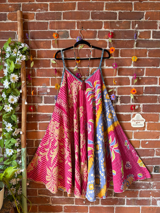 Coffee In The Morning Midi Kantha Summer Dress With Pockets - Fits up to 2X