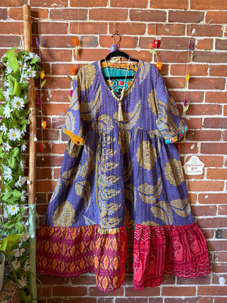 Coffee In The Morning Kantha Dress - Fits up to 3X