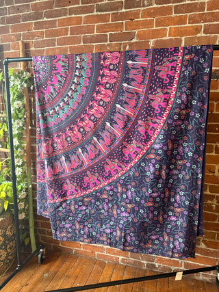 XL 100% Cotton Purple Mandala Tapestry / Wall Hanging / Bedspread