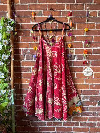 Coffee In The Morning Midi Kantha Summer Dress With Pockets - Fits up to 2X