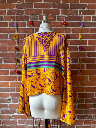 Size 8-20 Upcycled Sari Cropped Wrap Top