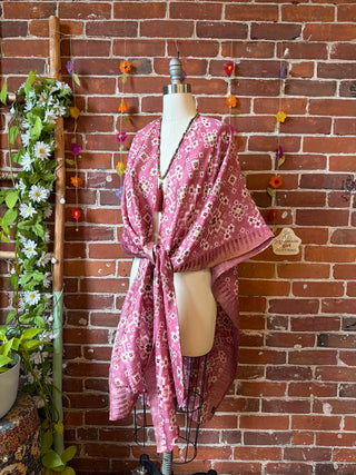 Summer Dreams 100% Silk Poncho Robe- Fair Trade Made