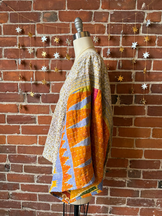 Cosmic Drift Reversible Kantha Poncho Top