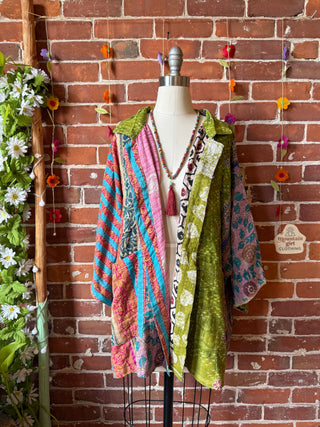 OOAK Summer Collection - Upcycled  Pink Floyd Inspired Vintage Kantha Jacket