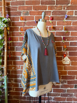 OOAK Autumn Collection- Upcycled AC/DC Inspired Poncho Tee
