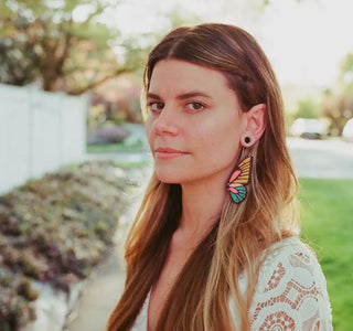 Hand Painted 70s Vibes Butterfly Wing Earrings