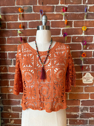 Boho Crochet Overlay Top- Multiple Colors Available - 100% Cotton