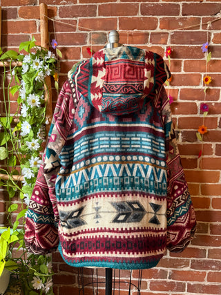 Autumn Stroll Fleece Lined Patchwork Hoodie