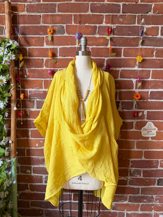 Earth & Sky Linen Cowl Poncho Top - Made in Italy - Multiple Colors Available