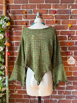 Moon Catcher Crochet Fairy Hem Bell Sleeve Cropped Top - 100% Cotton - Fair Trade Made