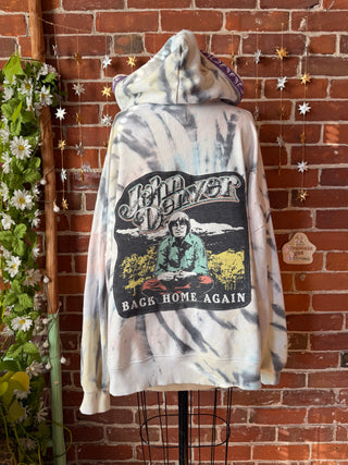 OOAK Winter Collection- Size Large Upcycled John Denver Tie Dye Hoodie