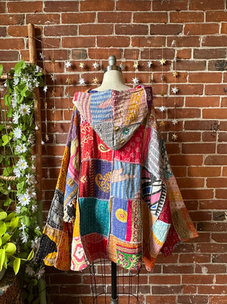 Oversized Juniper Kantha Patchwork Hoodie
