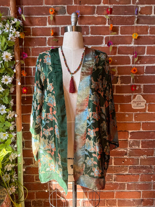 Autumn Moon Silky Flowy Kimono - Fair Trade Made - Final Sale