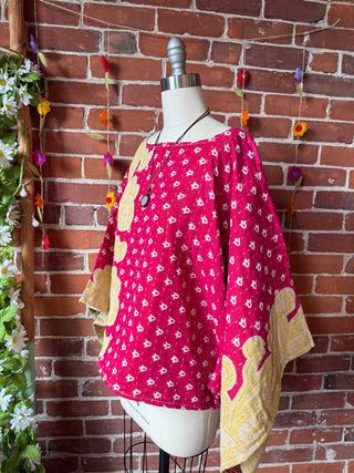 Cosmic Drift Reversible Kantha Poncho Top