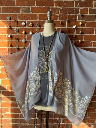 Periwinkle Embroidered Boho Kimono Layer