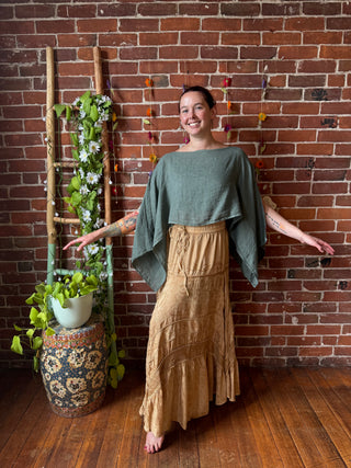 Meadow Mist Linen Poncho Top / Tunic Overlay Top - Made in Italy - Multiple Colors Available