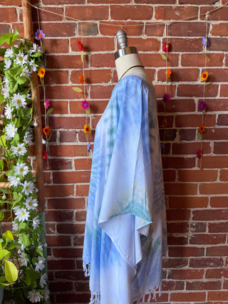 Spiral Ocean Mist Tie Dye Fringe Poncho