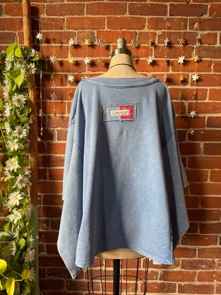 OOAK Winter Collection - Upcycled Kantha Flower Patchwork Poncho Style Top 🌼