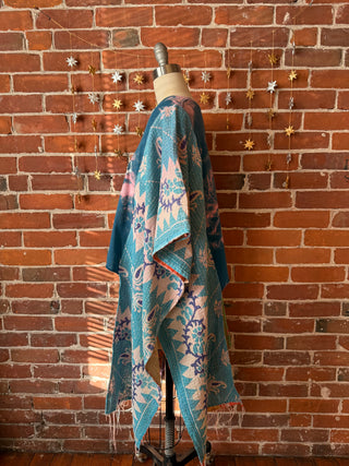 Upcycled Salty Cape Cod Tie Dye Hi Lo Kantha Poncho Top