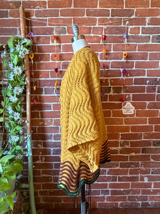 OOAK Autumn Collection- Vintage Upcycled Crochet Bell Sleeve Cardigan Sweater