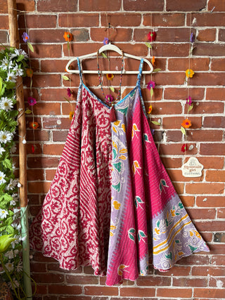 Coffee In The Morning Midi Kantha Summer Dress With Pockets - Fits up to 2X