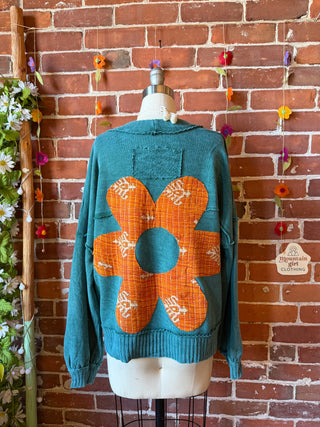 OOAK Summer Collection - Upcycled Flower Patch Patchwork Cardigan Sweater 🌼