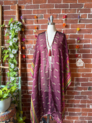 Summer Dreams 100% Silk Poncho Robe- Fair Trade Made