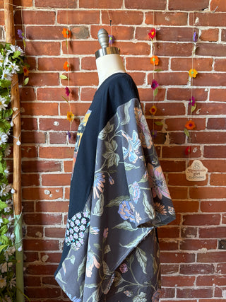 OOAK Summer Collection- Upcycled Bob Seger 2019 Tour Inspired Vintage Butterfly Patch Floral Poncho Tee