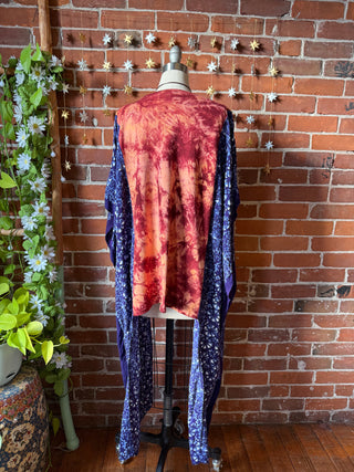 OOAK Autumn Collection - Grateful Dead Inspired Boho Tie Dye Hi Lo Poncho Top