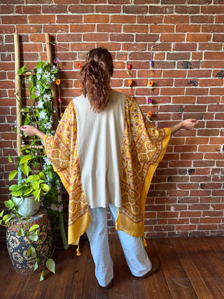 Free Spirit Butterfly Hybrid Boho Hi Lo Poncho Top