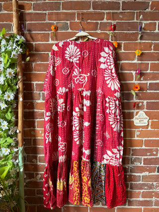 Coffee In The Morning Kantha Dress - Fits up to 3X - 100% Cotton- Fair Trade Made