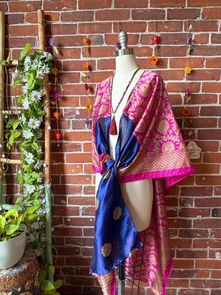 Summer Dreams 100% Silk Poncho Robe- Fair Trade Made