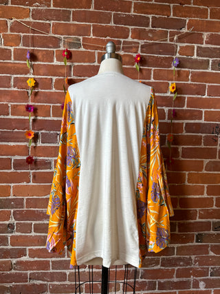 Fleetwood Mac Inspired Botanical Flowy Yellow Bell Sleeve Top