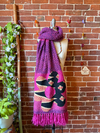 OOAK Autumn Collection- Upcycled Flower Kantha Patchwork Soft Oversized Scarf