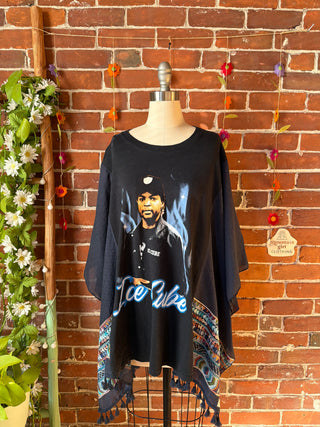 OOAK Autumn Collection- Upcycled Ice Cube Inspired Embroidered Poncho Tee