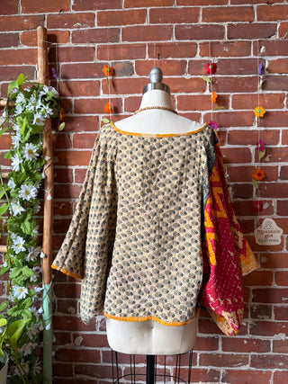 OOAK Summer Collection - Reversible Cosmic Drift Kantha Poncho Top - 2 Tops in 1