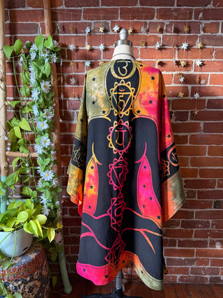 OOAK Autumn Collection - Upcycled Tapestry Chakra Tie Dye Bell Sleeve Robe