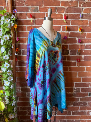 Autumn Stroll Rainbow Tie Dye Flowy Tunic Top
